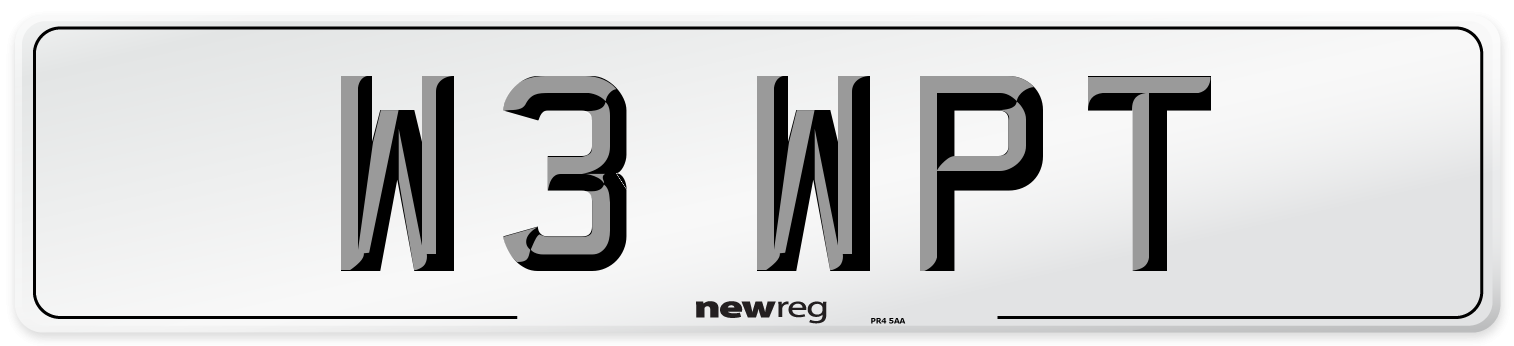 W3 WPT Number Plate from New Reg